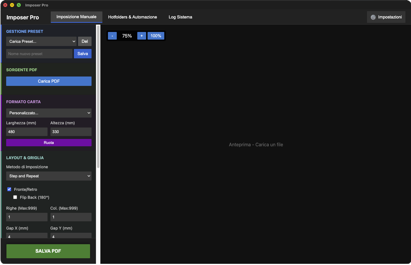 Imposer Pro Interface Preview